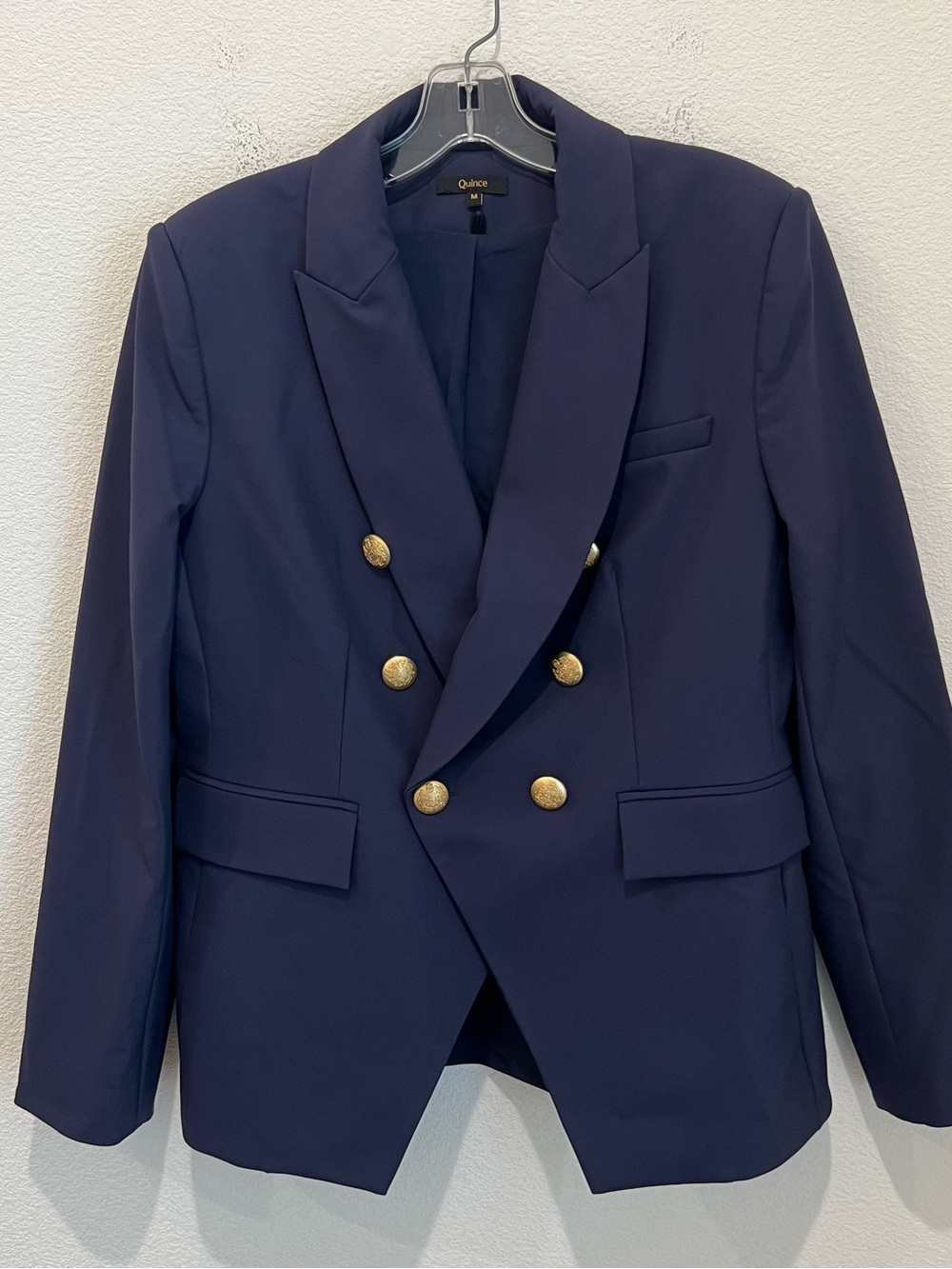 Quince Navy Double-Breasted Blazer with Gold Buttons - Picture 2 of 10